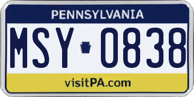 PA license plate MSY0838