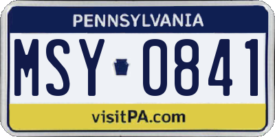 PA license plate MSY0841