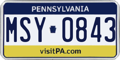 PA license plate MSY0843