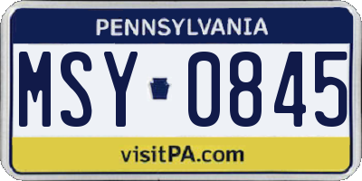 PA license plate MSY0845