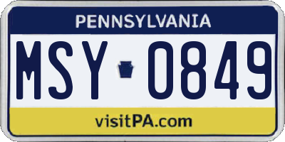 PA license plate MSY0849