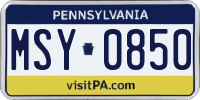 PA license plate MSY0850