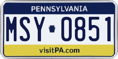 PA license plate MSY0851