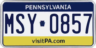PA license plate MSY0857