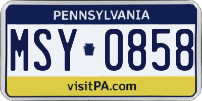 PA license plate MSY0858