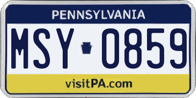 PA license plate MSY0859