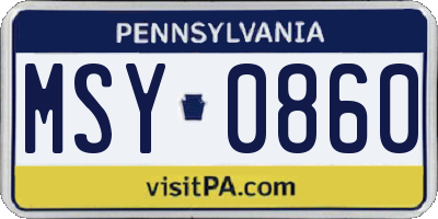 PA license plate MSY0860