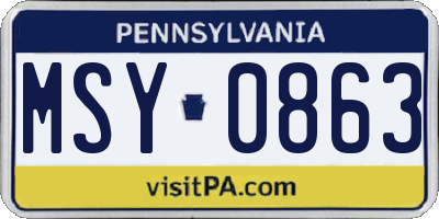 PA license plate MSY0863