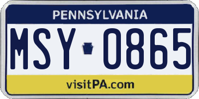 PA license plate MSY0865