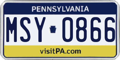 PA license plate MSY0866