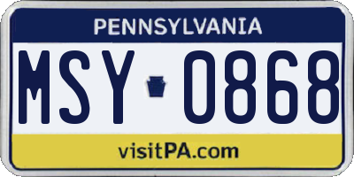 PA license plate MSY0868