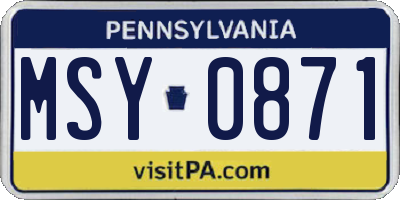PA license plate MSY0871