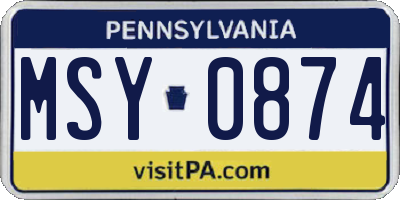 PA license plate MSY0874