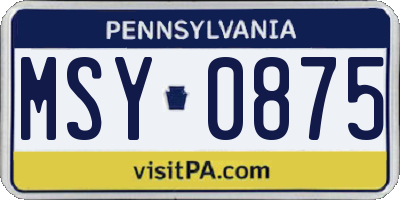PA license plate MSY0875