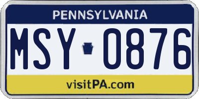 PA license plate MSY0876