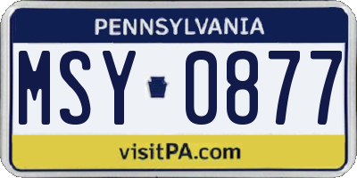 PA license plate MSY0877
