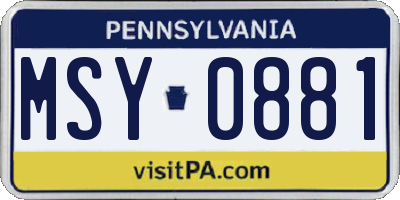 PA license plate MSY0881