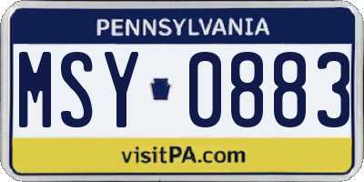 PA license plate MSY0883