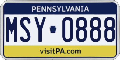 PA license plate MSY0888
