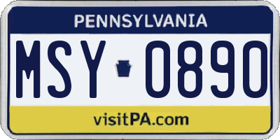 PA license plate MSY0890