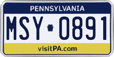 PA license plate MSY0891