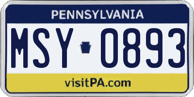 PA license plate MSY0893