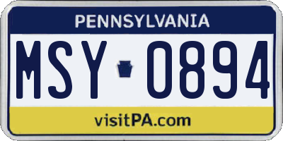 PA license plate MSY0894
