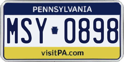 PA license plate MSY0898