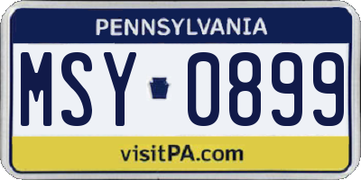 PA license plate MSY0899