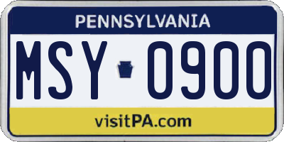 PA license plate MSY0900