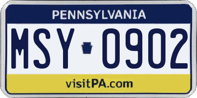PA license plate MSY0902