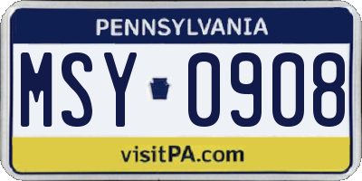 PA license plate MSY0908
