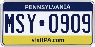PA license plate MSY0909
