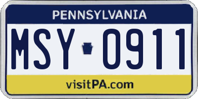 PA license plate MSY0911
