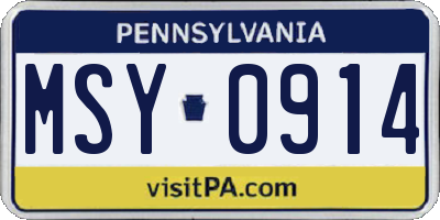 PA license plate MSY0914