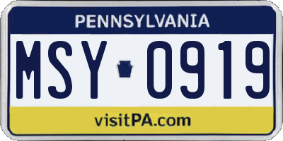 PA license plate MSY0919