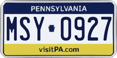 PA license plate MSY0927