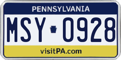 PA license plate MSY0928