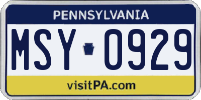 PA license plate MSY0929