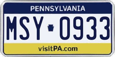 PA license plate MSY0933