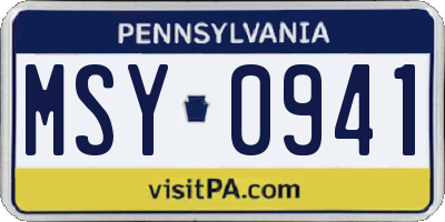 PA license plate MSY0941