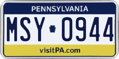 PA license plate MSY0944