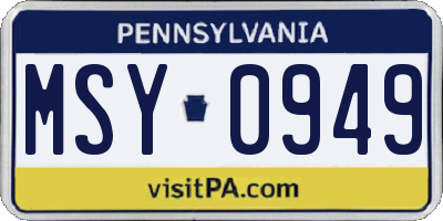 PA license plate MSY0949