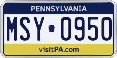 PA license plate MSY0950