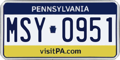 PA license plate MSY0951