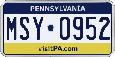 PA license plate MSY0952