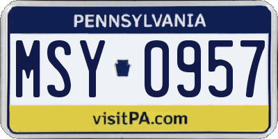 PA license plate MSY0957