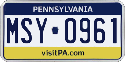 PA license plate MSY0961