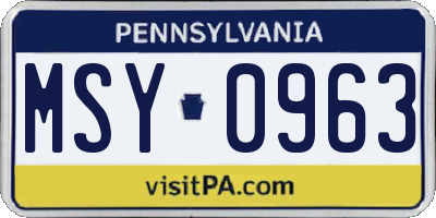 PA license plate MSY0963