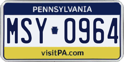 PA license plate MSY0964